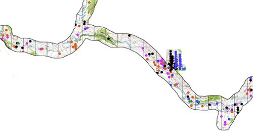 Viewscape map of badger sightings in Yellowstone
